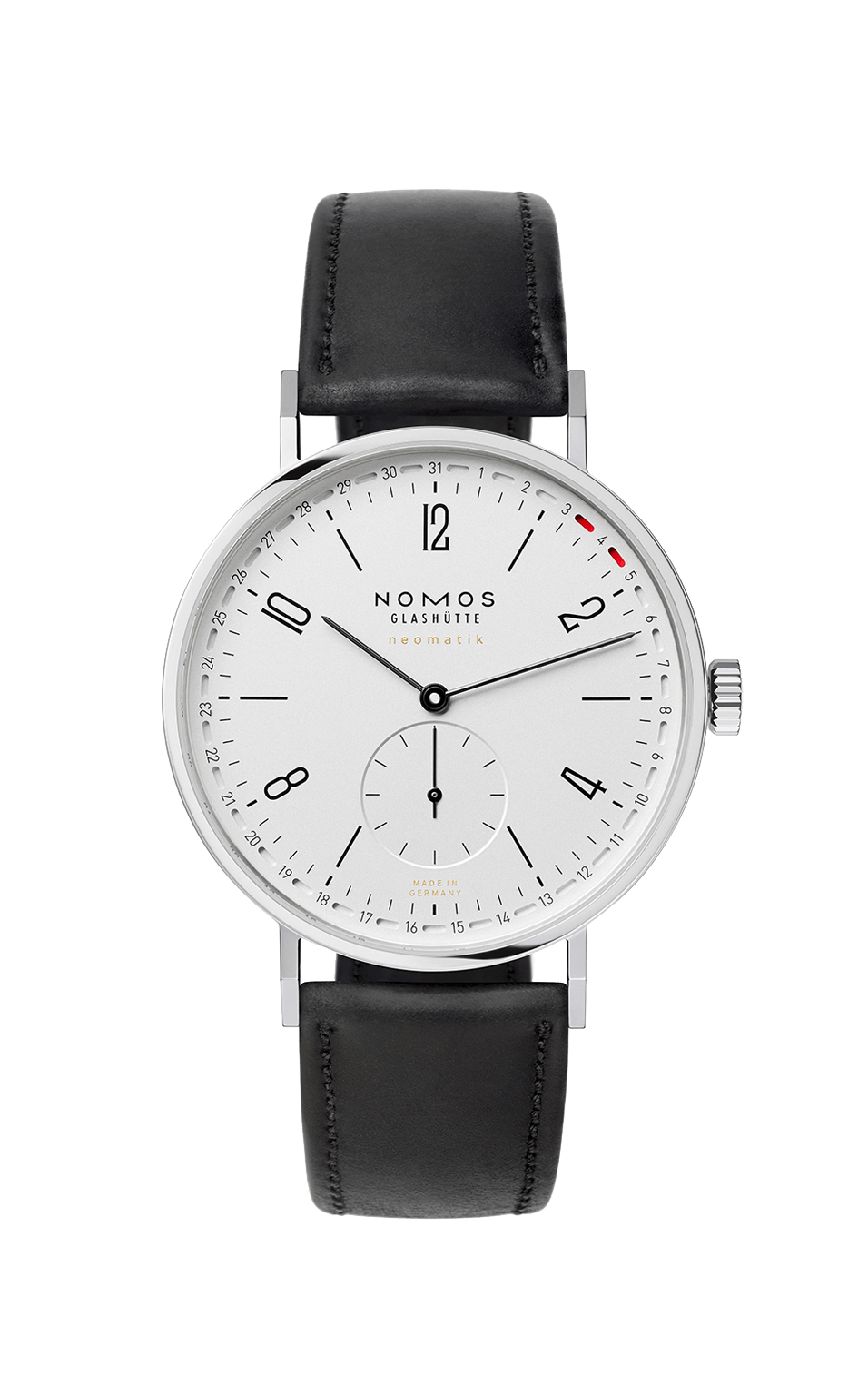 Tangente neomatik 41 Armbanduhr, Edelstahlgehäuse, Saphirglasboden, schwarzes Shell Cordovan Armband.
