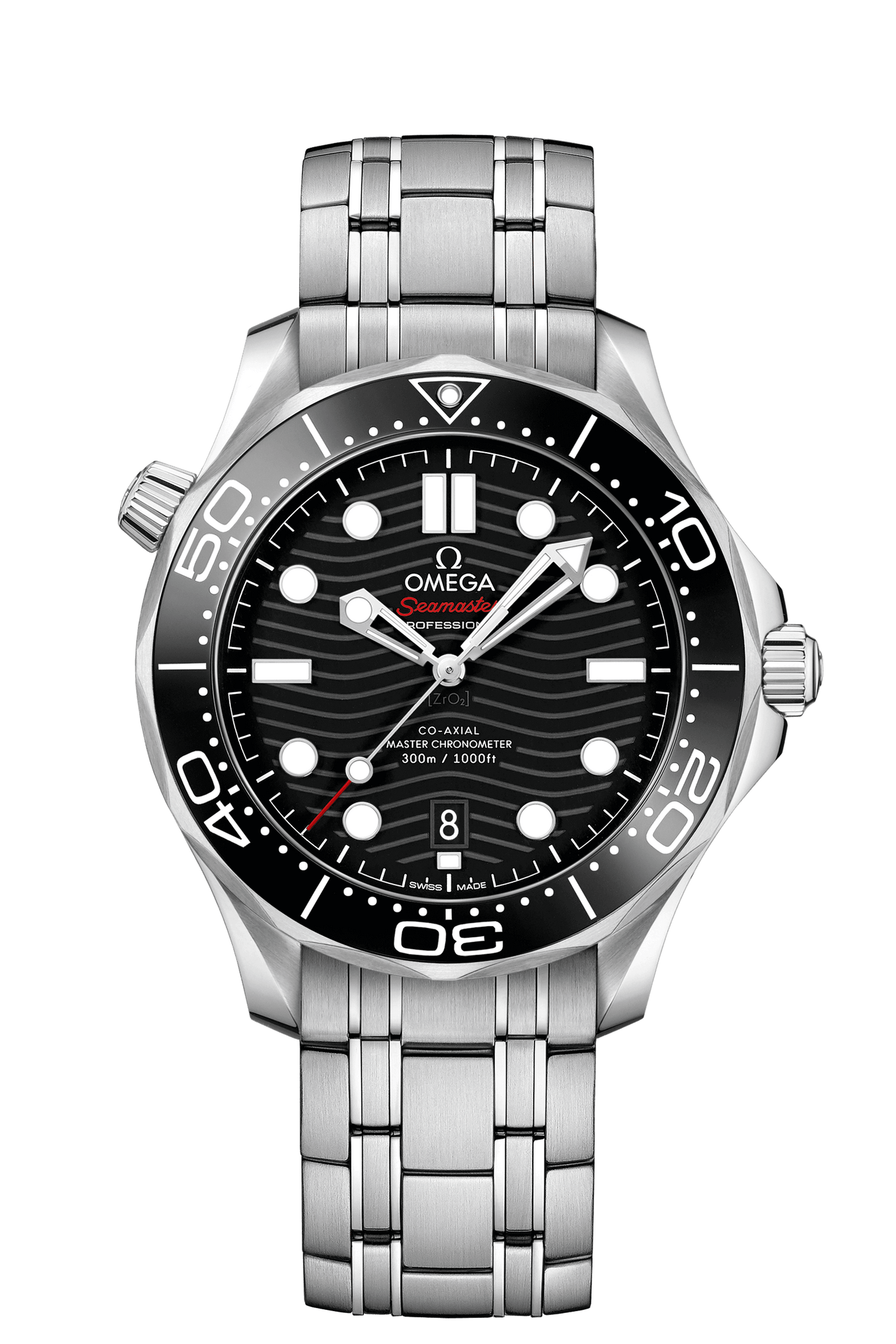 SEAMASTER – DIVER 300M OMEGA Co-Axial Master Chronometer 42 mm, Edelstahlgehäuse, schwarzes Zifferblatt, Heliumauslassventil.