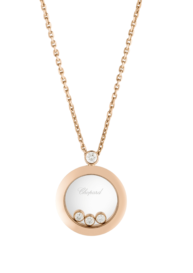 “Happy Diamonds” 750er-Roségold Anhänger mit Kette