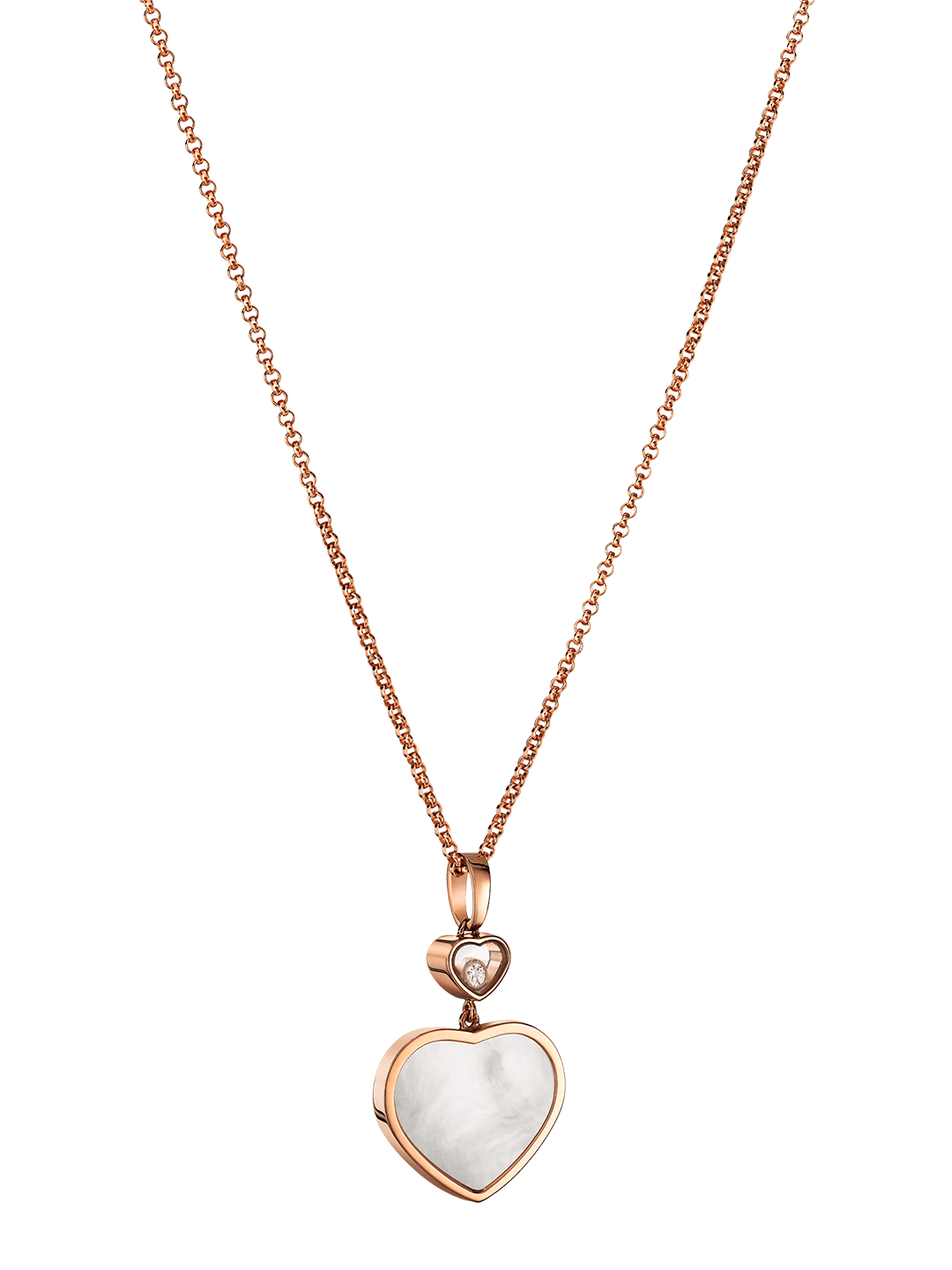 “Happy Hearts” 750er-Roségold Anhänger mit Kette
