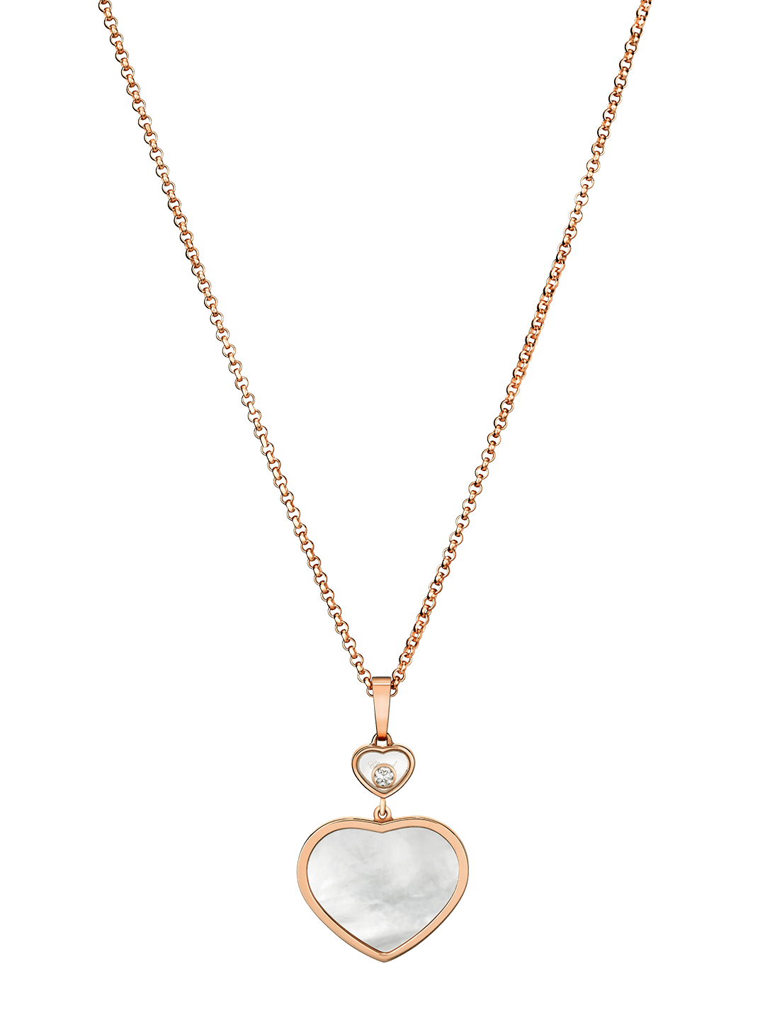 “Happy Hearts” 750er-Roségold Anhänger mit Kette