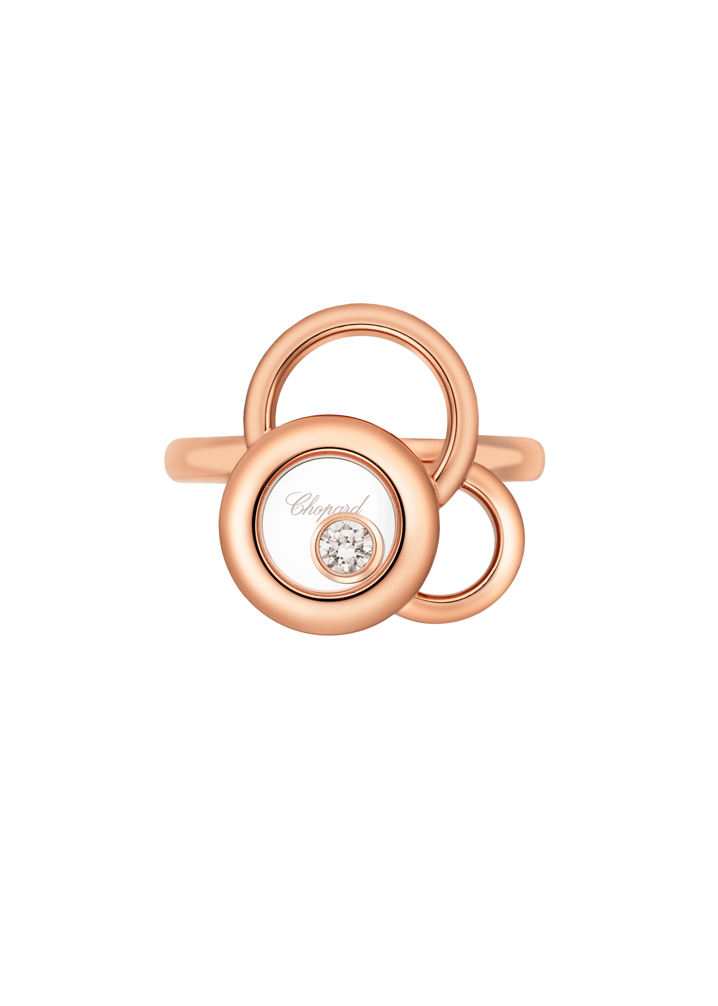 750er-Roségold-Ring mit beweglichem Diamanten, "Happy Dreams"-Design.