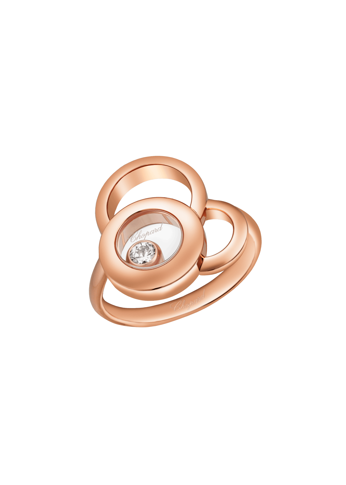 750er-Roségoldring mit beweglichem Diamanten, „Happy Dreams“ Design.