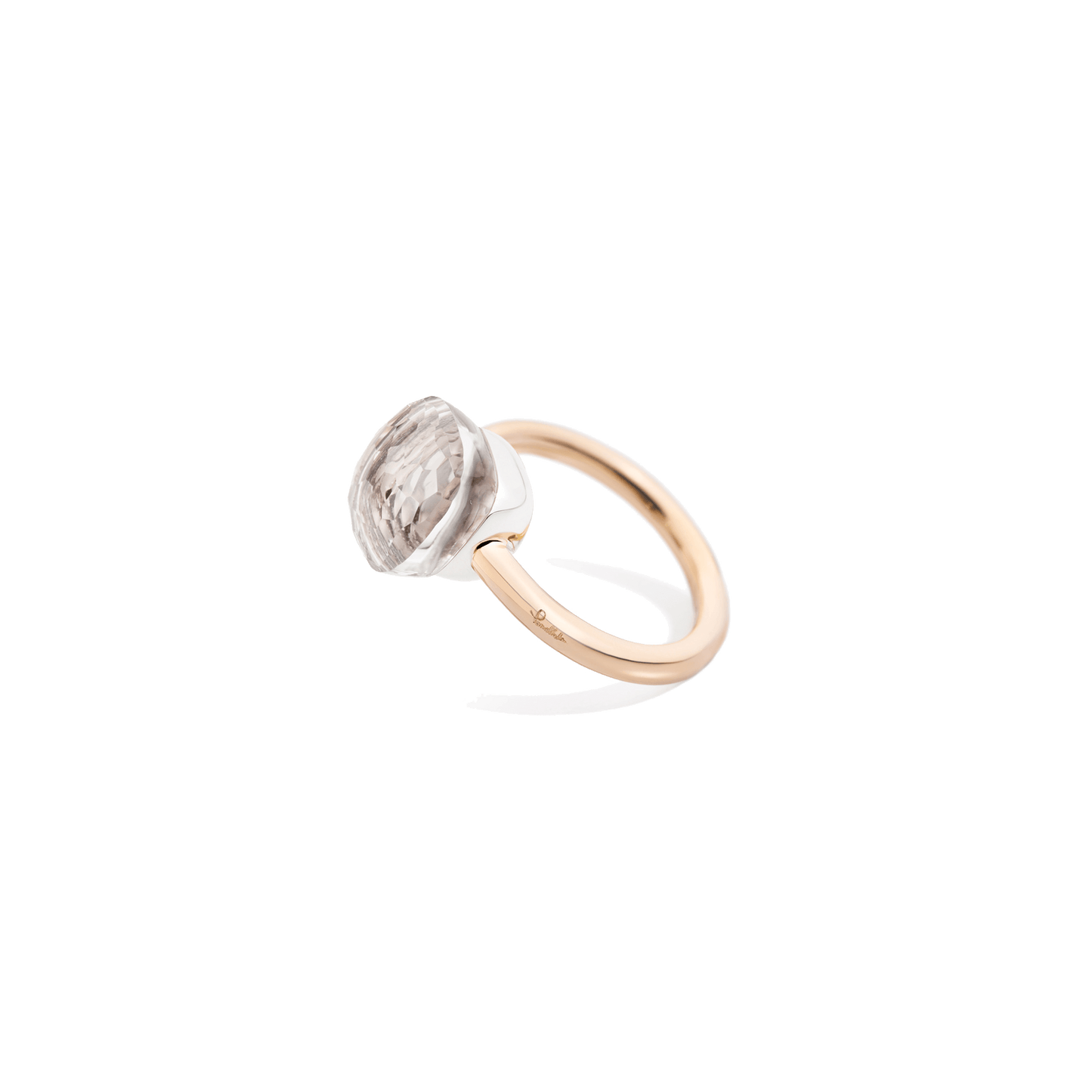 Ring Nudo Classic aus Rosé- und Weißgold mit weißem Topas.