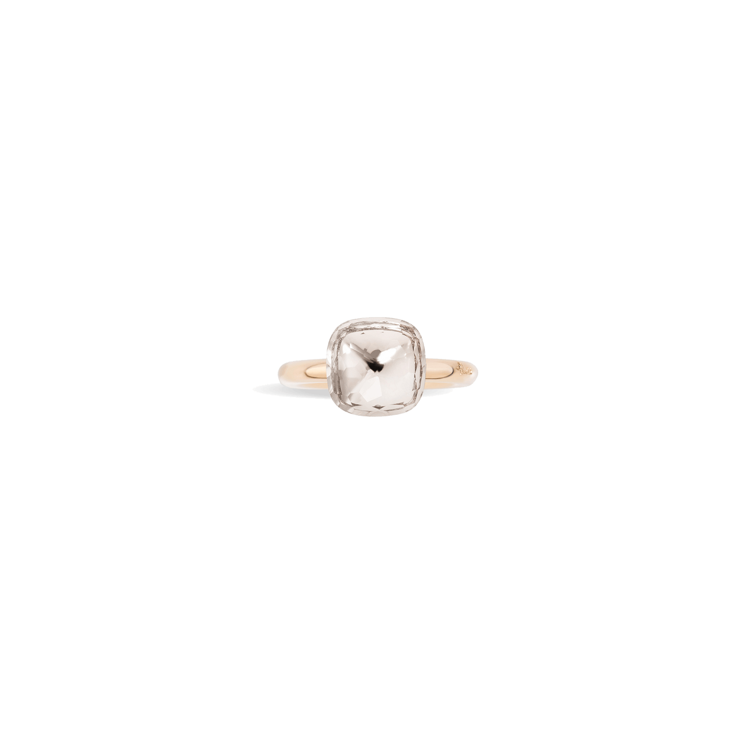 Ring Nudo Classic aus 750er Roségold mit Weißgoldfassung und weißem Topas.