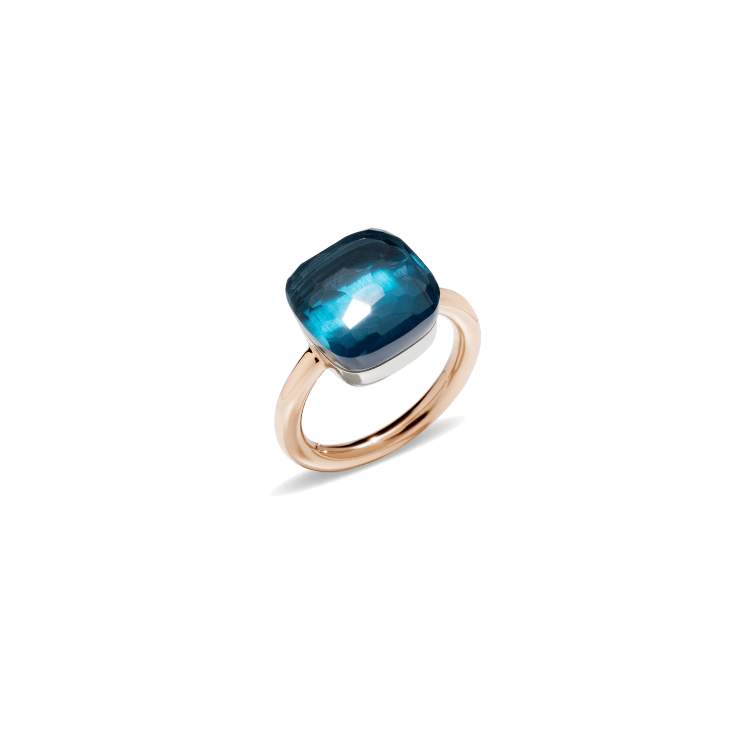 Ring Nudo Maxi aus 750er Roségold mit London Blue Topas.