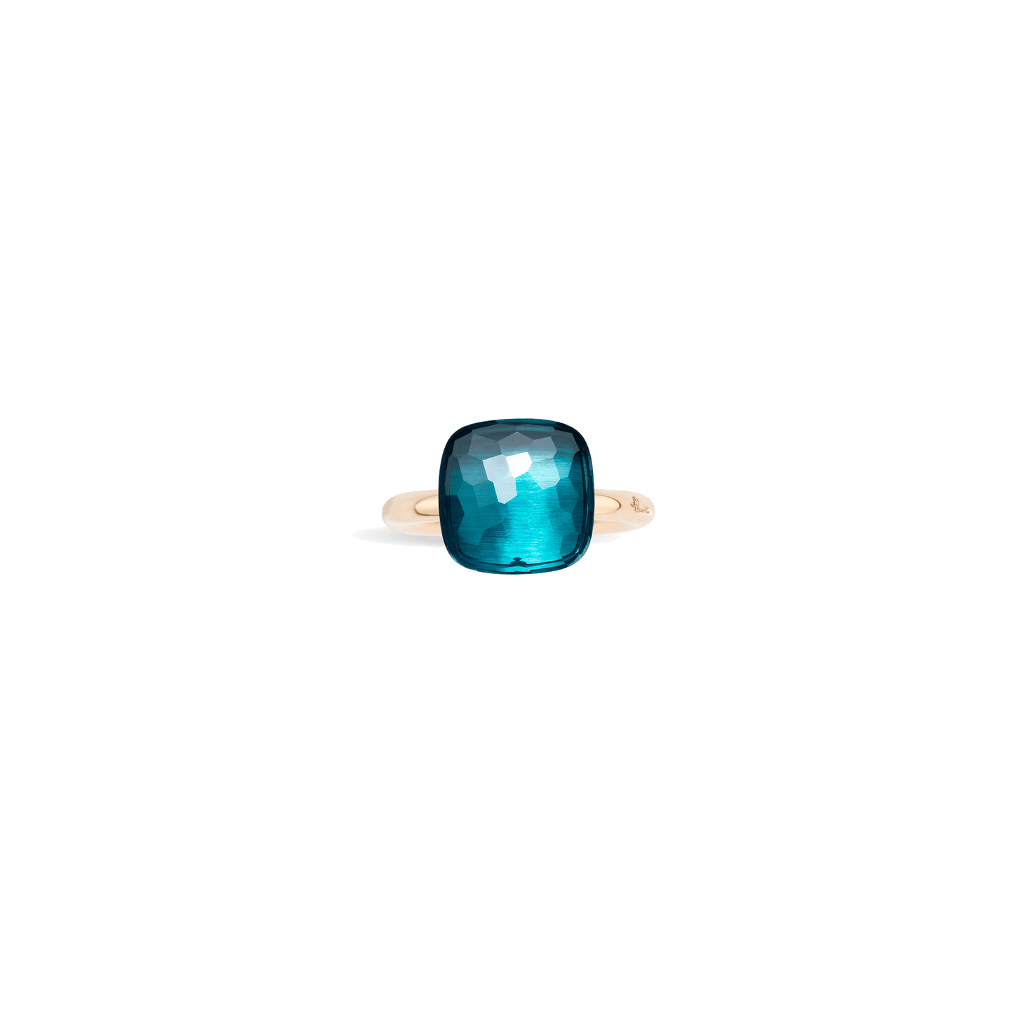 Ring Nudo Maxi aus 750er Roségold mit London Blue Topas.