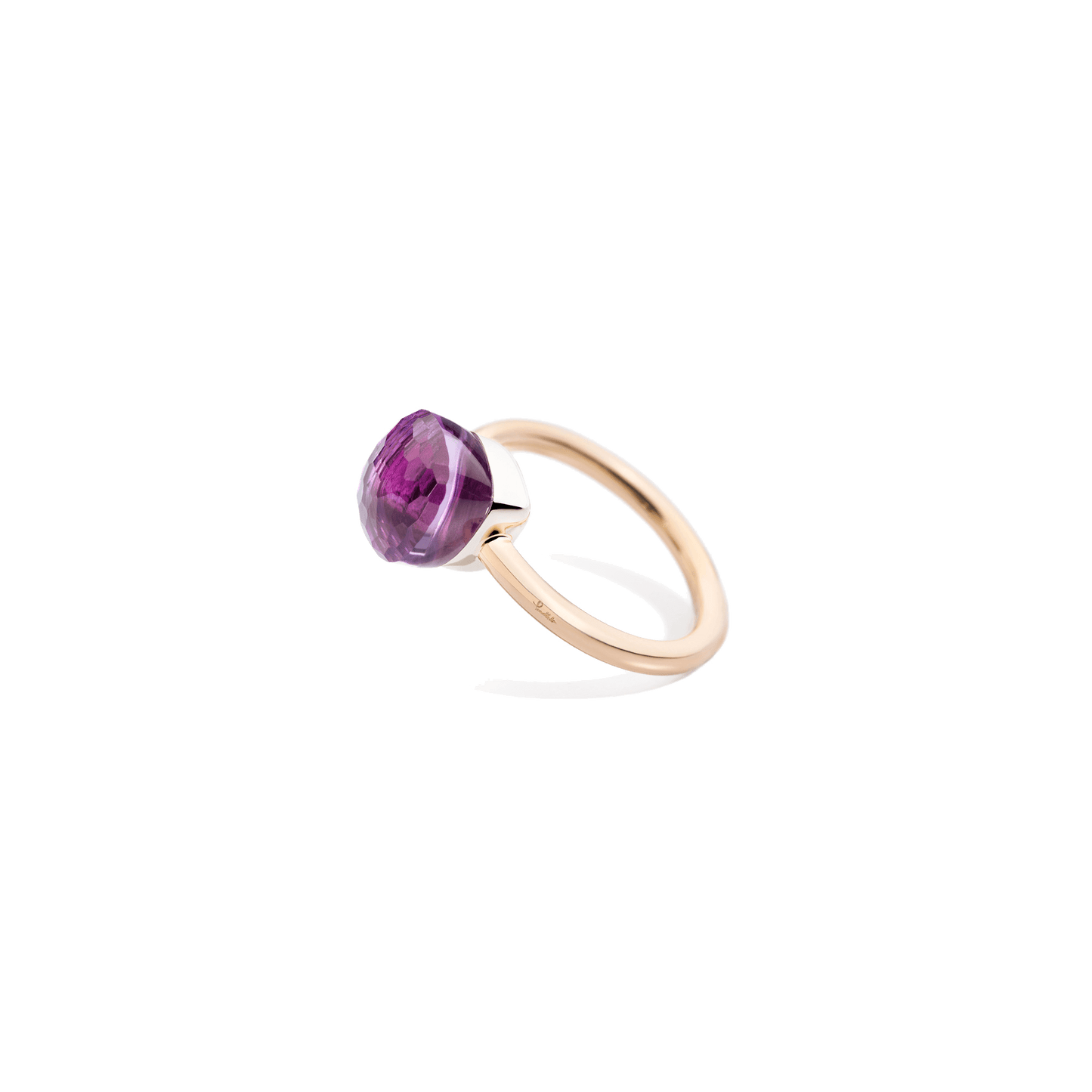 Ring Nudo Petit aus 750er Roségold und Weißgold mit facettiertem Amethyst.