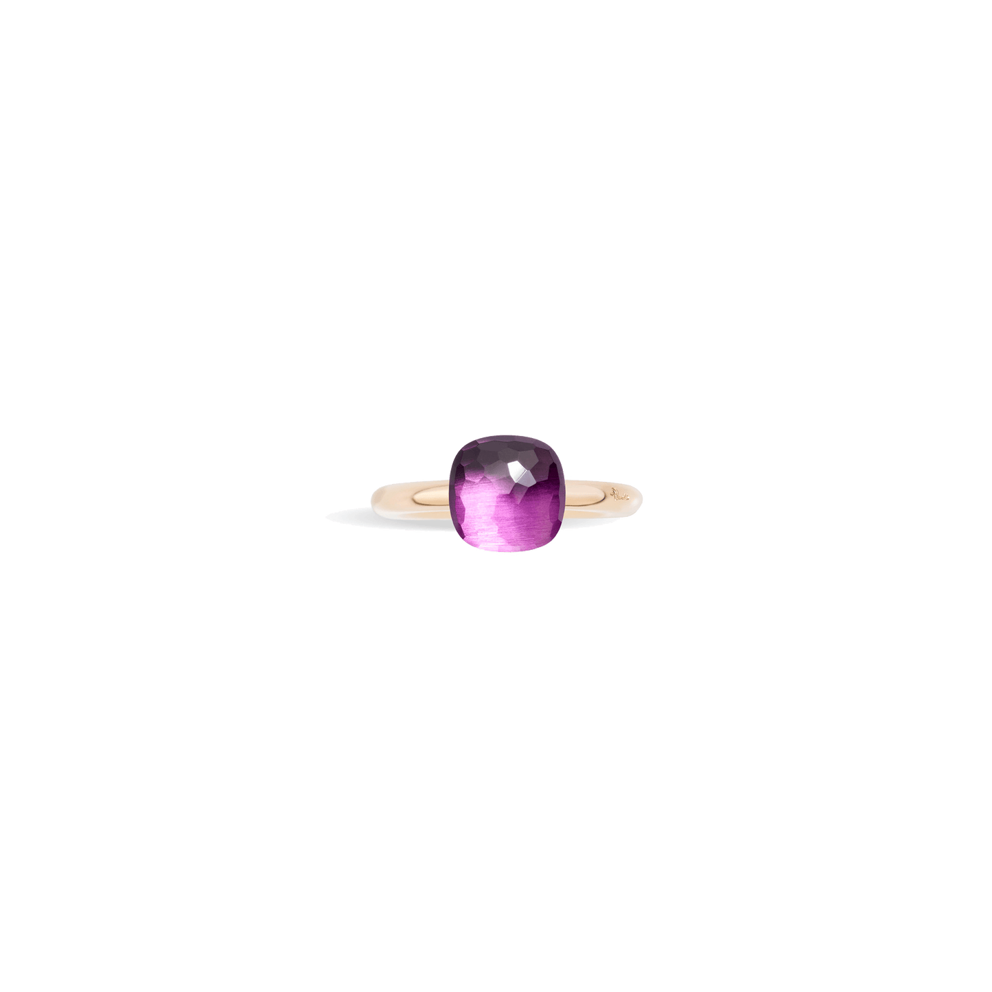 Ring Nudo Petit aus 750er Roségold mit Amethyst und 750er Weißgoldfassung.