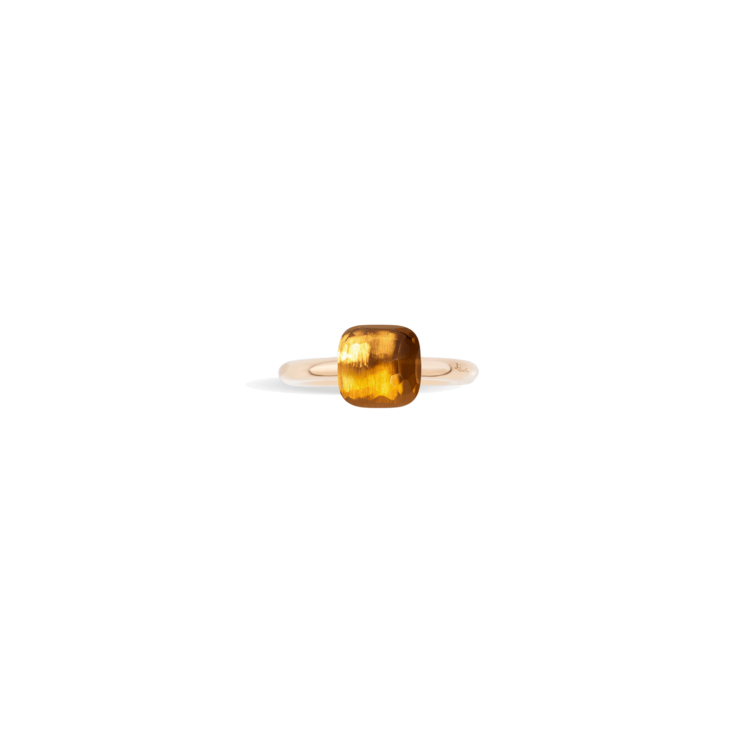 Ring Nudo Petit aus 750er Roségold mit Weißgold-Fassung und facettiertem Quarz Critin.