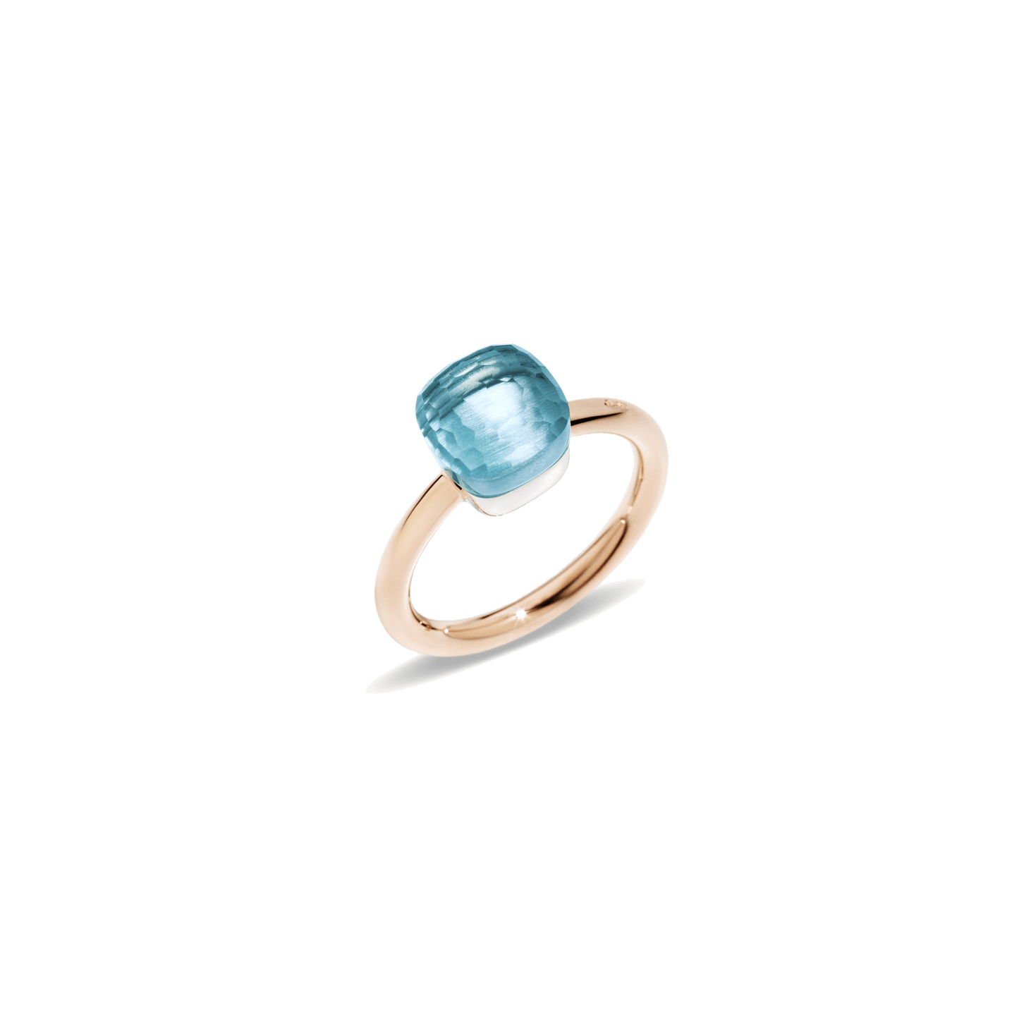 Ring Nudo Petit aus Roségold mit hellblauem Topas.