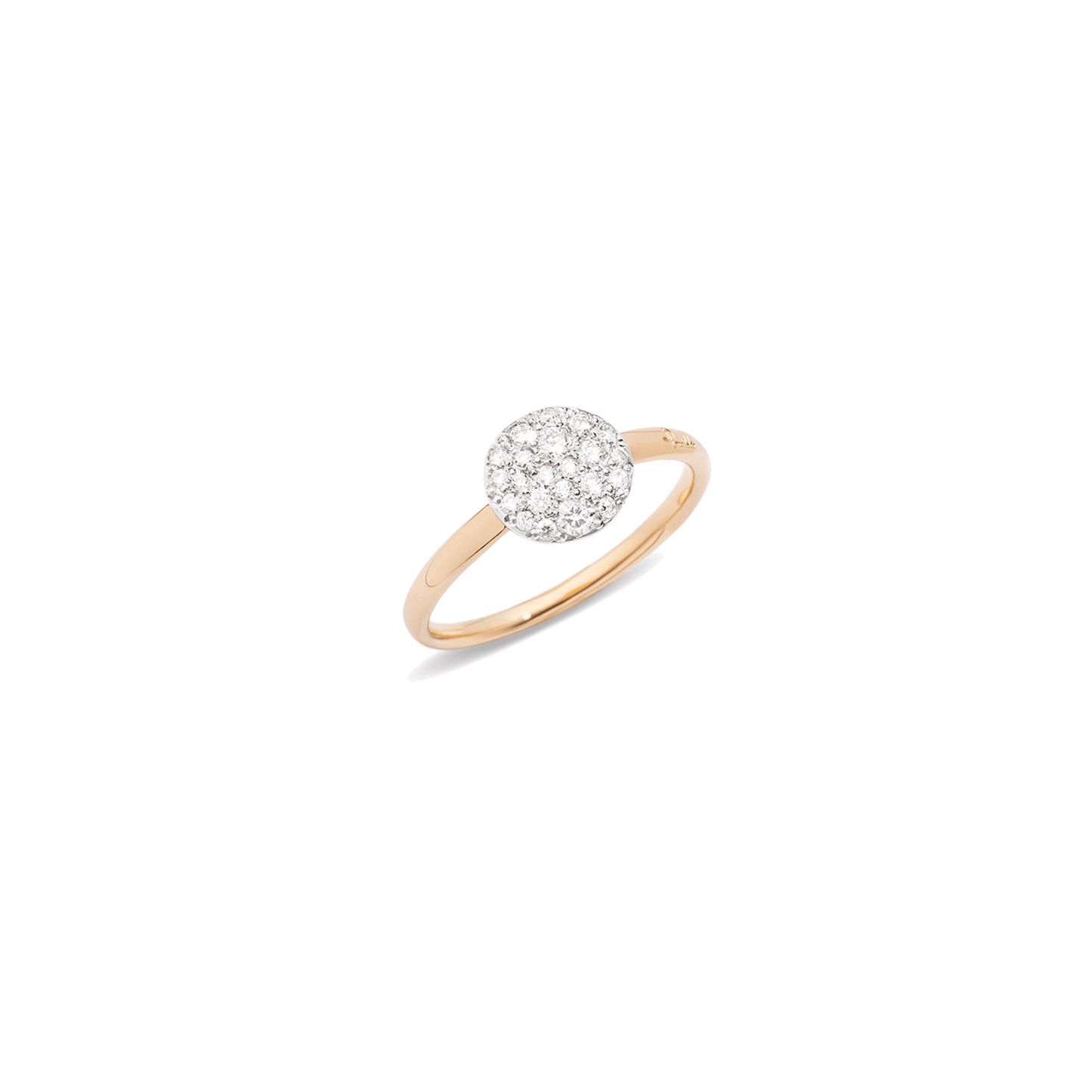 Ring Sabbia aus 750er Roségold mit pavé-gefassten Diamanten.