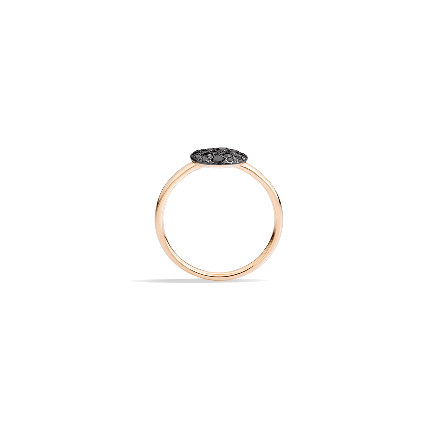 Ring Sabbia aus 750er Roségold mit schwarzen Diamanten (0,24 KT) in Pavé-Fassung.