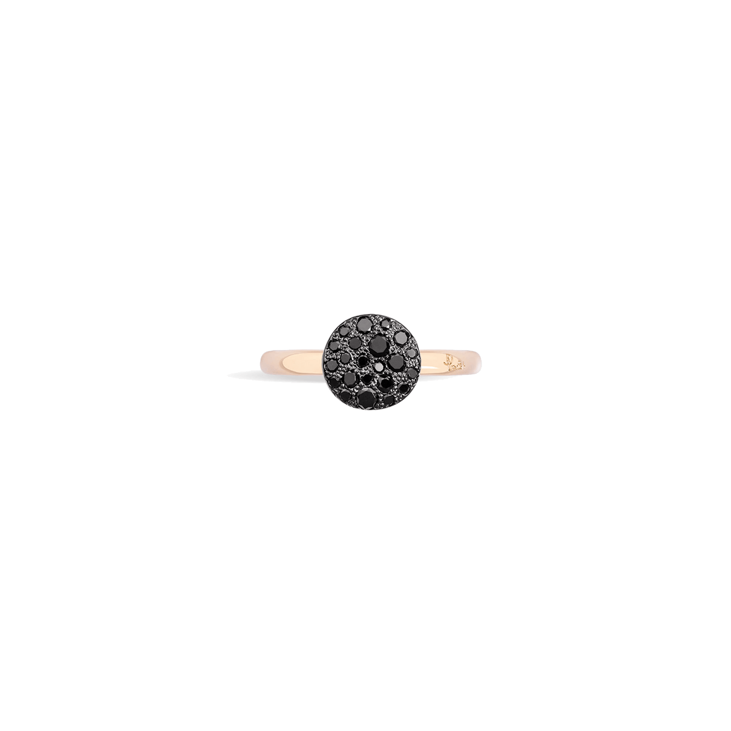 Ring Sabbia aus 750er Roségold mit schwarzen Diamanten, Pavé-Fassung.