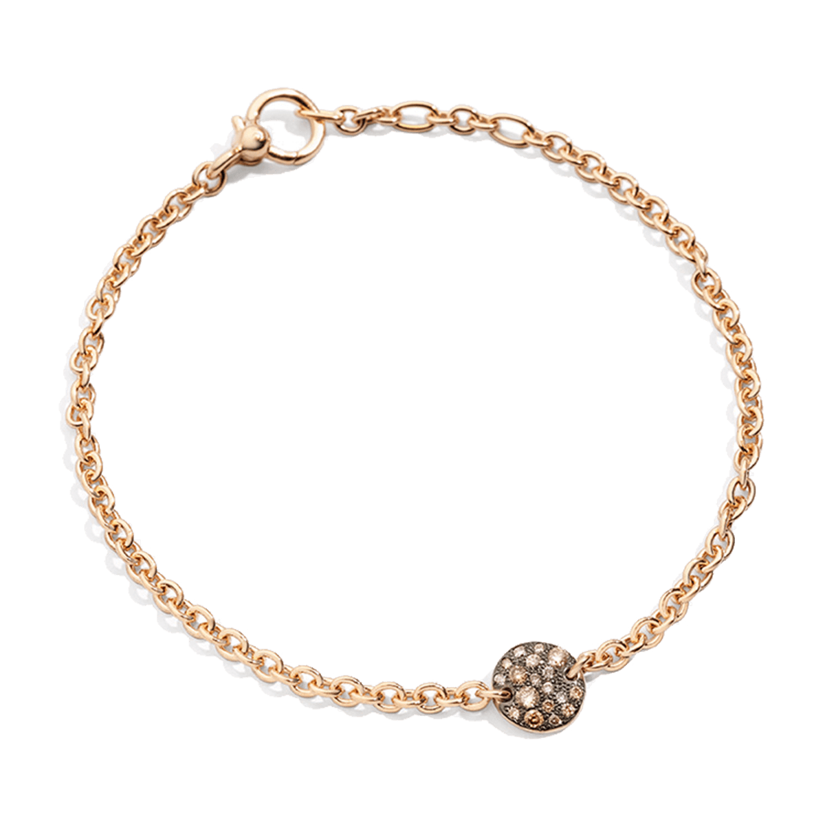 Armband Sabbia aus 750er Roségold mit braunen Diamanten, Länge 19,5 cm.