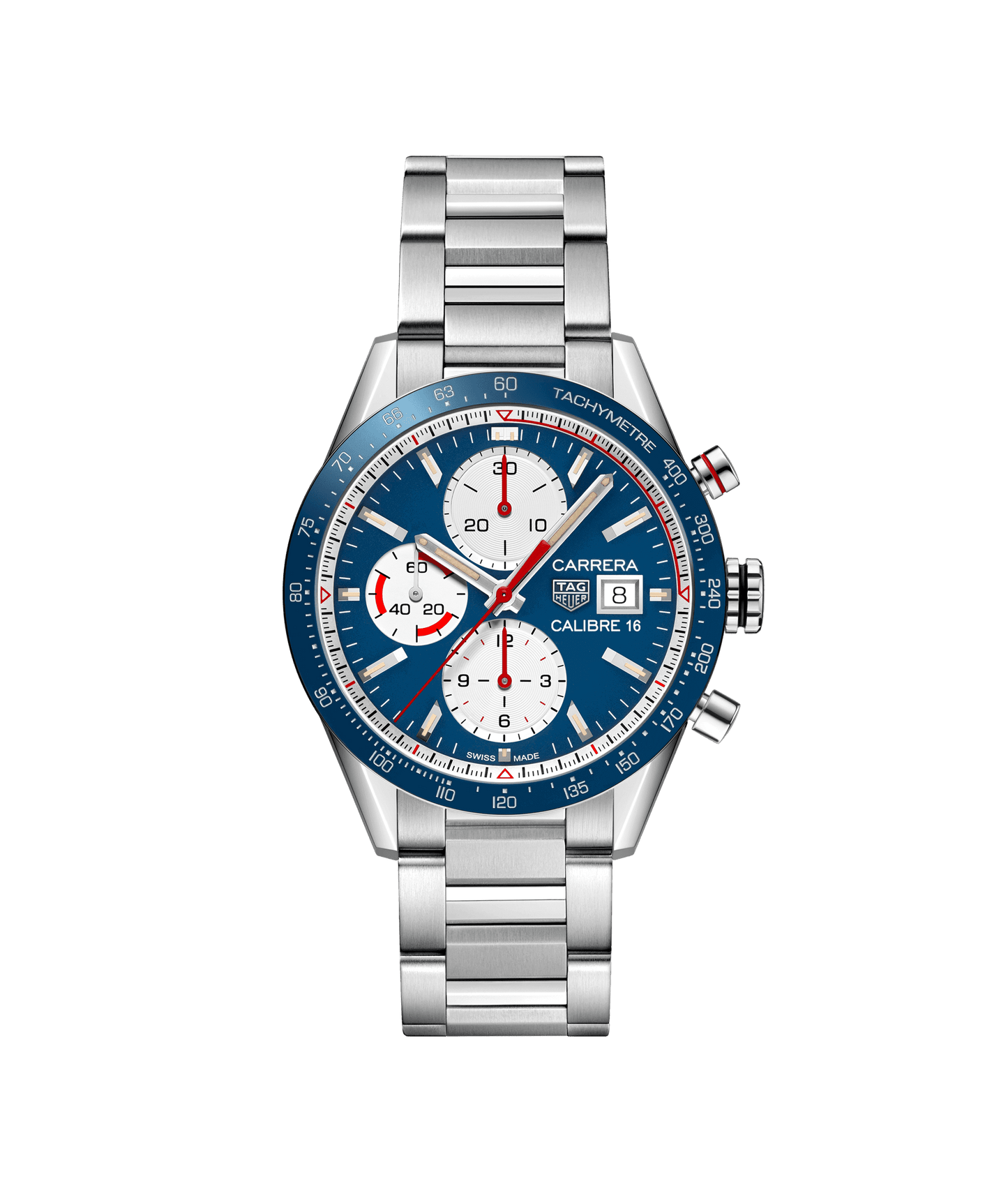 TAG HEUER CARRERA Chronograph mit Edelstahlgehäuse und Tachymeter-Lünette.