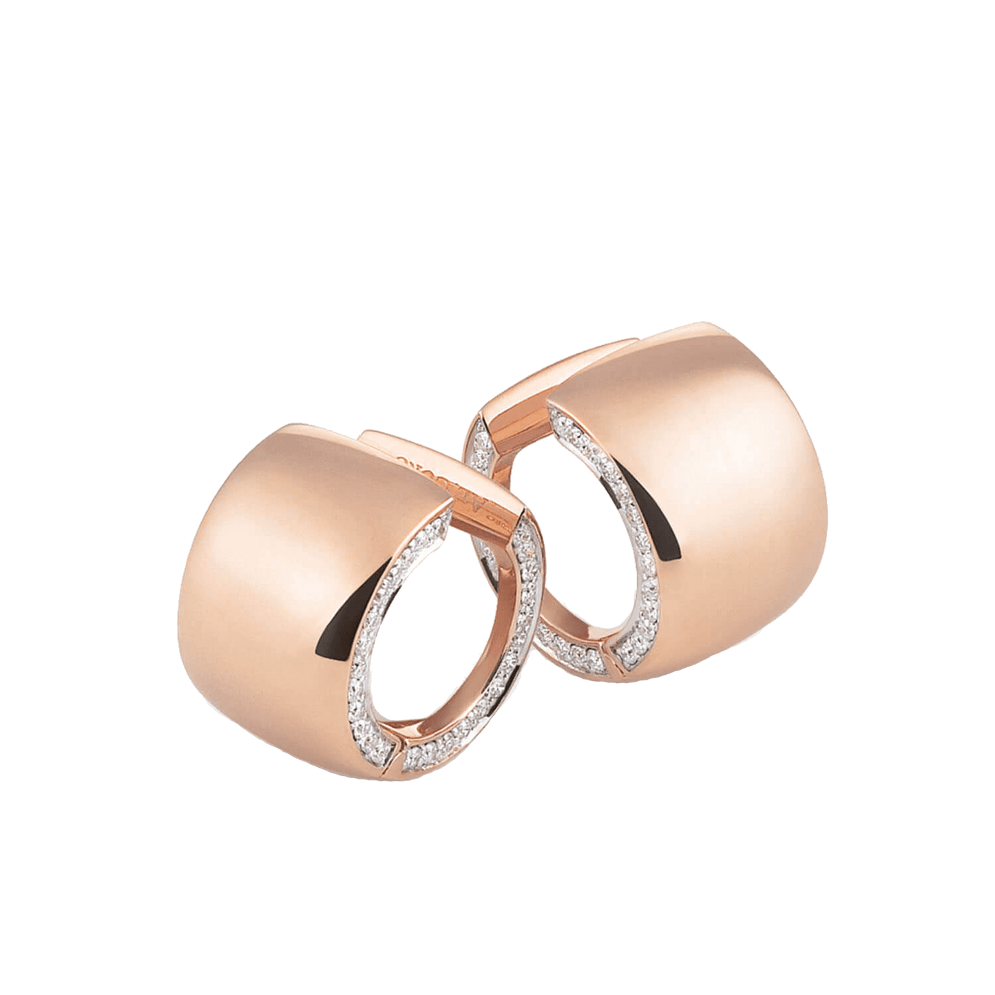 750er Roségold MEZZALUNA Ohrring with diamonds, available in rose, yellow, or white gold.