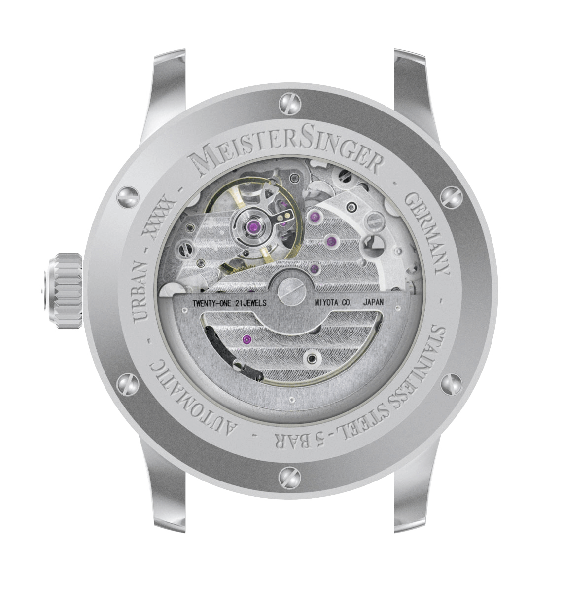 Urban Blau Uhr mit Miyota 8245 Automatikwerk, Edelstahlgehäuse, 40 mm Durchmesser, Saphirglas, wasserdicht bis 5 bar.