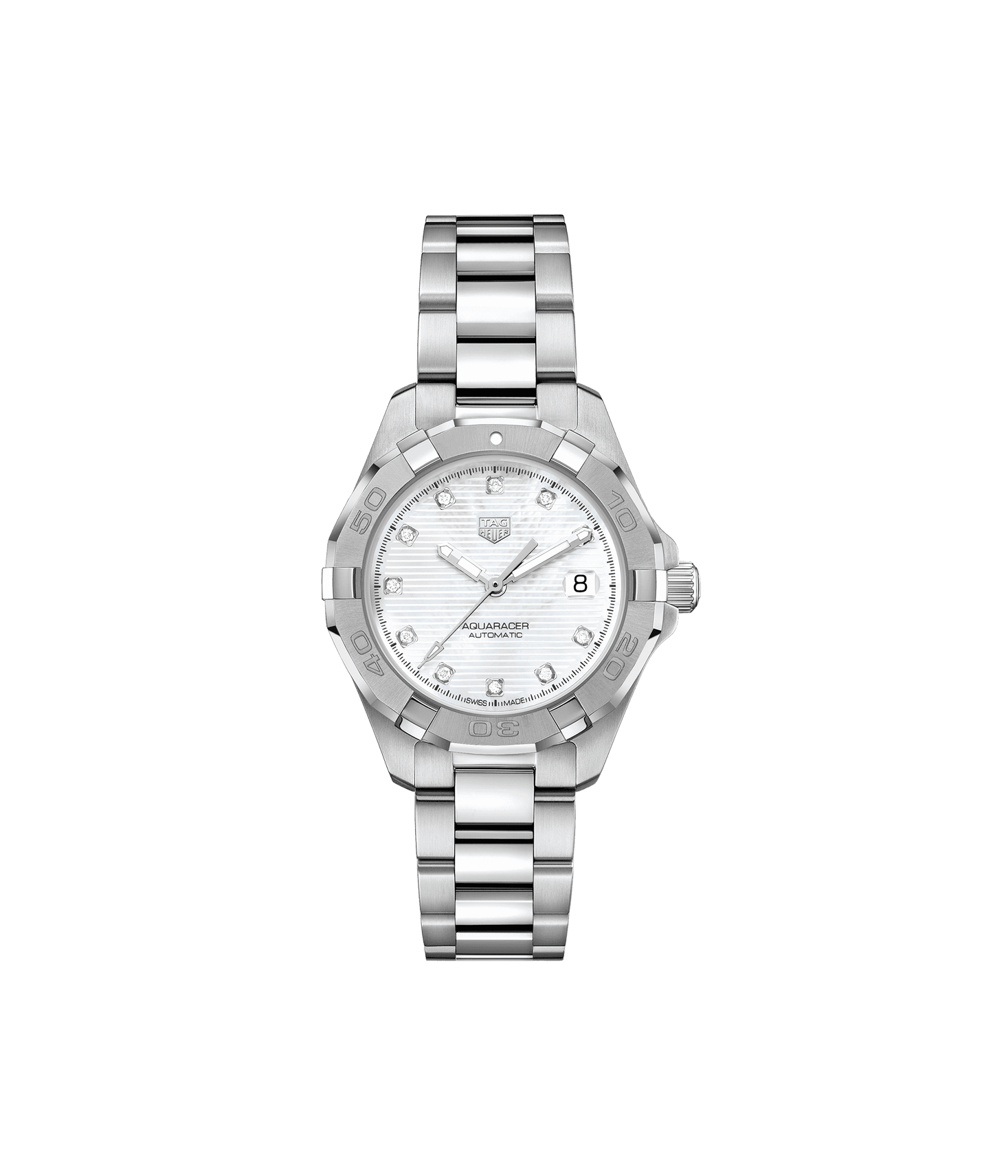 TAG HEUER AQUARACER Automatikuhr aus Edelstahl mit 32 mm Gehäuse und einseitig drehbarer Lünette.