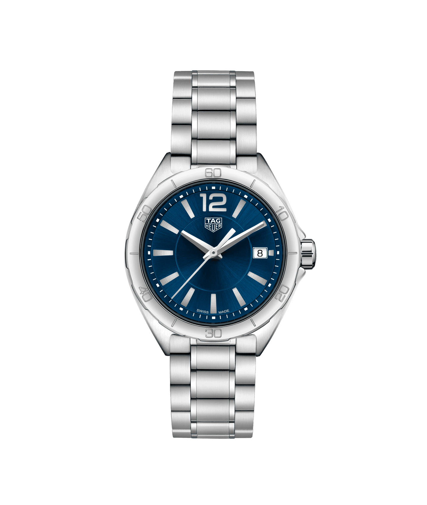 TAG HEUER FORMULA 1, Edelstahlarmband, blaues Zifferblatt, Quarzwerk, 35 mm Gehäuse.