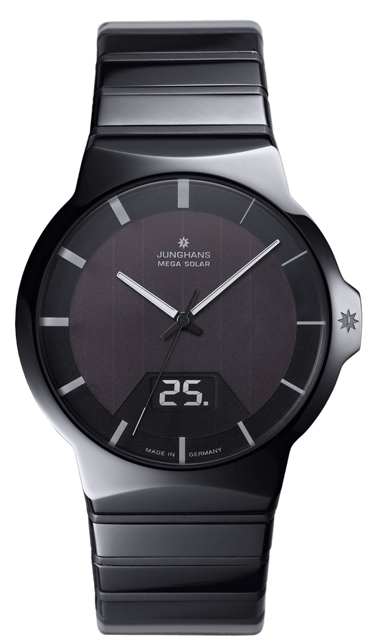 Solarbetriebene Force Mega Solar Armbanduhr mit Keramikgehäuse und Saphirglas.