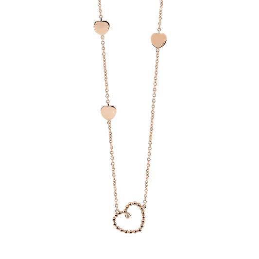 PALLADIO – Collier aus 750er Roségold mit Diamant, Herzdesign, 42 cm Länge.
