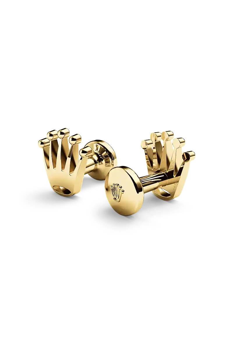 Rolex Manschettenknöpfe „Krone“ in Gelbgold, A1018 bei Juwelier Böckelmann