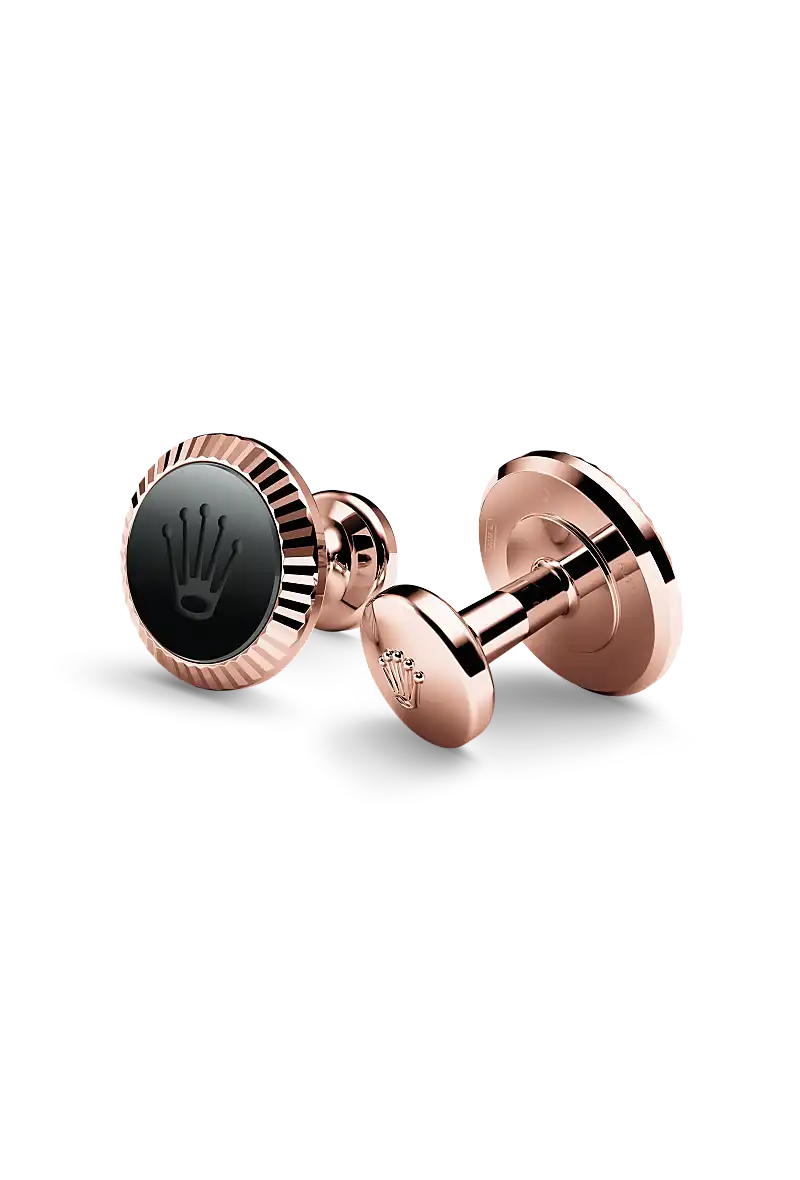 Rolex Manschettenknöpfe „Riffeldesign“ in Everose-Gold, A1035 bei Juwelier Böckelmann