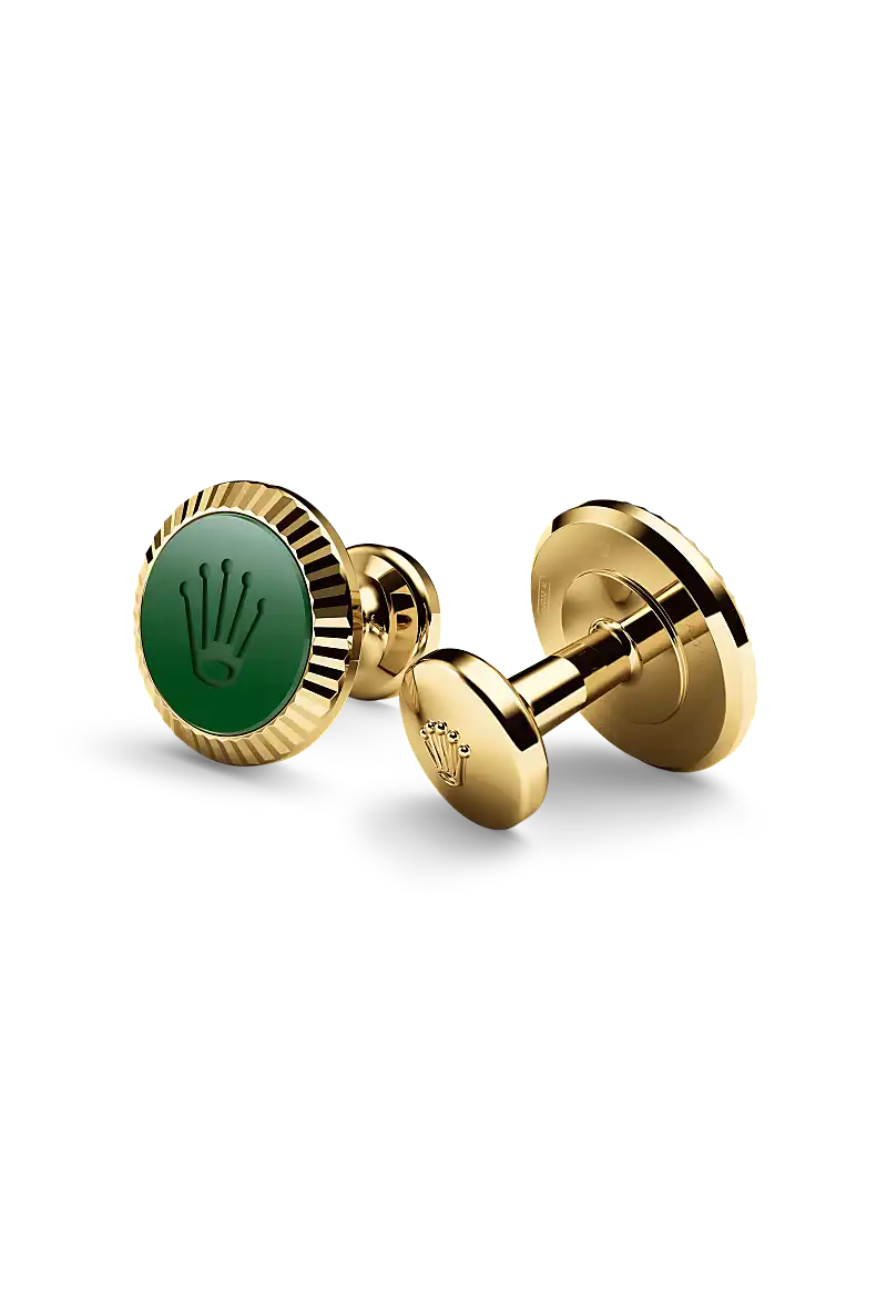 Rolex Manschettenknöpfe „Riffeldesign“ in Gelbgold, A1038 bei Juwelier Böckelmann