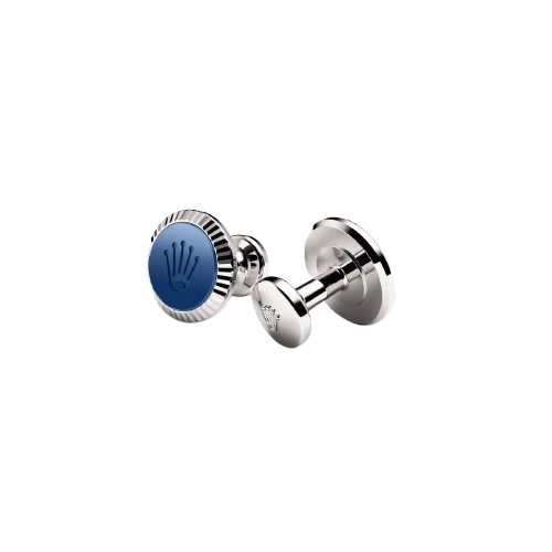 Rolex Manschettenknöpfe „Riffeldesign“ in Weißgold und Keramik, A1039 bei Juwelier Böckelmann